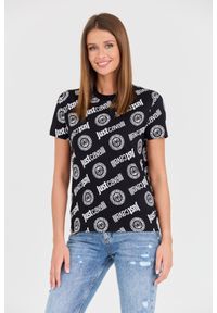 Just Cavalli - JUST CAVALLI Czarny damski t-shirt R Logo Tigre, Rozmiar L. Kolor: czarny