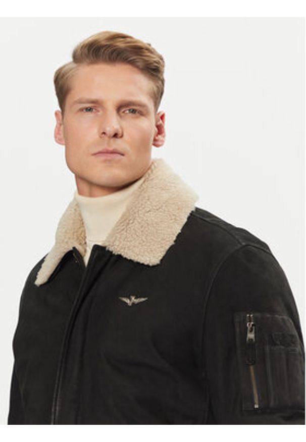 Aeronautica Militare Kurtka z imitacji skóry 242PN948PL248 Czarny Regular Fit. Kolor: czarny. Materiał: skóra
