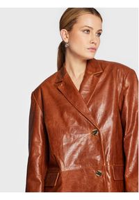 Remain Marynarka Bolette Blazer Leather RM1662 Brązowy Relaxed Fit. Kolor: brązowy. Materiał: skóra