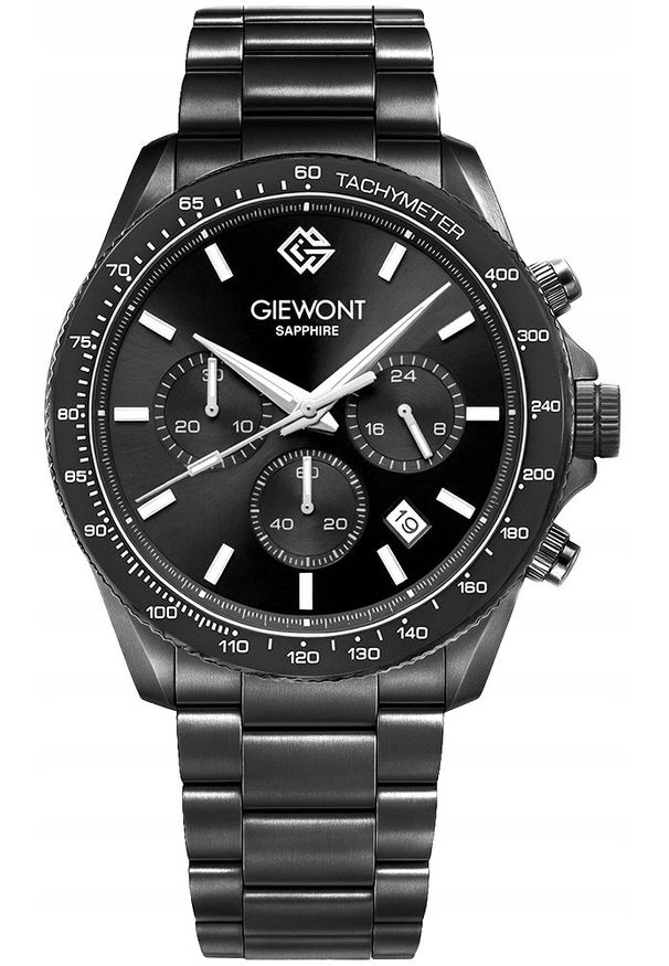 Zegarek Męski Giewont Chronograph Sapphire Czarny GW3520-B1. Kolor: czarny