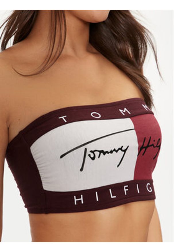 TOMMY HILFIGER - Tommy Hilfiger Biustonosz bezfiszbinowy UW0UW05608 Bordowy. Kolor: czerwony. Materiał: bawełna