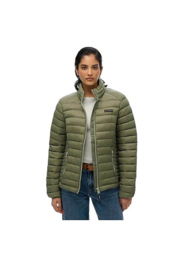 Damska kurtka puchowa Superdry Fuji Lite Padded. Kolor: zielony. Materiał: puch. Długość rękawa: długi rękaw