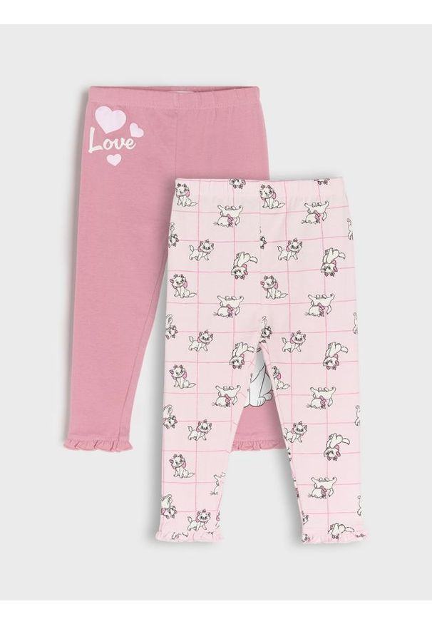 Sinsay - Legginsy 2 pack Disney - różowy. Kolor: różowy. Wzór: motyw z bajki