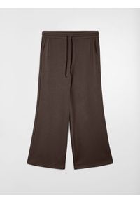 Sinsay - Spodnie wide leg z kieszeniami i domieszką wiskozy, soft touch - brązowy. Kolor: brązowy