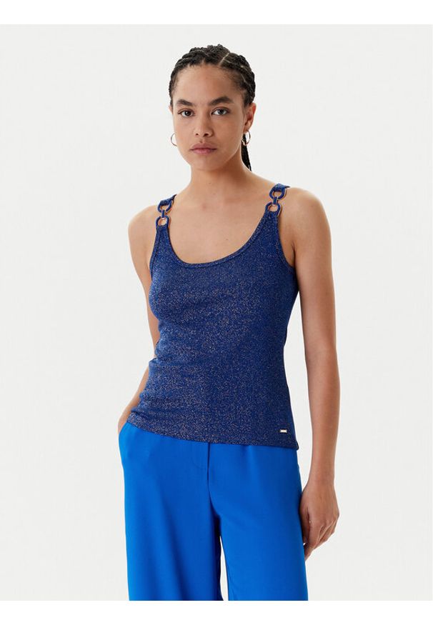 Morgan Top 251-DIDONI Granatowy Slim Fit. Kolor: niebieski. Materiał: wiskoza