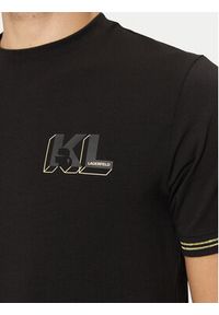 Karl Lagerfeld - KARL LAGERFELD T-Shirt 755463 551235 Czarny Regular Fit. Typ kołnierza: dekolt w karo. Kolor: czarny. Materiał: bawełna