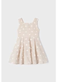 Mayoral sukienka dziecięca kolor brązowy mini rozkloszowana. Typ kołnierza: dekolt w karo. Kolor: brązowy. Długość rękawa: na ramiączkach. Typ sukienki: rozkloszowane. Długość: mini #1