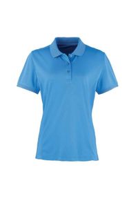 PREMIER - Damska Koszulka Polo Coolchecker. Typ kołnierza: polo. Kolor: wielokolorowy, niebieski, szary