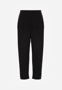 Born2be - Czarne Spodnie z Eleganckimi Zakładkami i Nogawkami o Długości 3/4 Dorasea. Okazja: do pracy, na co dzień. Kolekcja: plus size. Kolor: czarny. Styl: elegancki #7