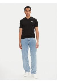 Karl Lagerfeld - KARL LAGERFELD T-Shirt 755021 552224 Czarny Regular Fit. Typ kołnierza: dekolt w karo. Kolor: czarny. Materiał: bawełna #7