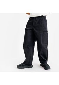 Decathlon - Spodnie 7/8 damskie Woven. Kolor: czarny. Materiał: materiał, poliester, bawełna. Długość: długie