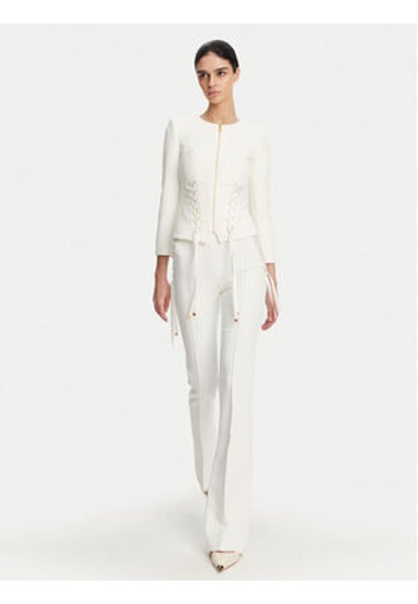Elisabetta Franchi Spodnie materiałowe PA-083-51E2 Biały Regular Fit. Kolor: biały. Materiał: syntetyk