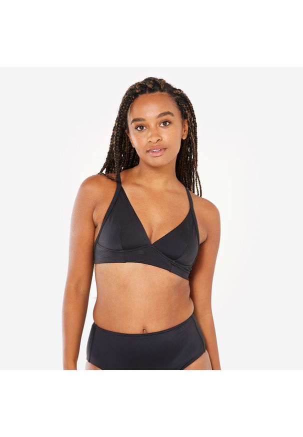 OLAIAN - Góra kostiumu kąpielowego damska Decathlon Bea. Kolor: czarny. Materiał: poliester, elastan, poliamid, materiał