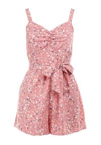Born2be - Różowy Kombinezon Bimky. Okazja: na co dzień, na randkę. Kolor: różowy. Materiał: materiał. Długość rękawa: na ramiączkach. Długość: krótkie. Wzór: aplikacja, kolorowy, kwiaty. Styl: casual #4
