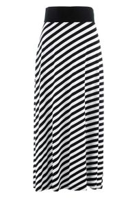 Spódnica shirtowa bonprix czarno-biały w paski. Kolor: czarny. Materiał: wiskoza. Długość: długie. Wzór: paski #1