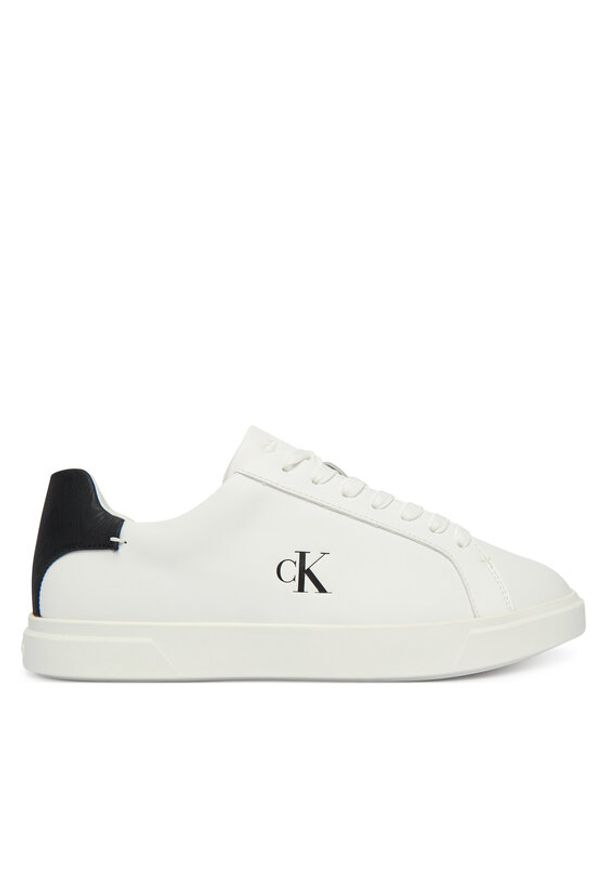Calvin Klein Sneakersy Low Pro Cup Laceup Lth Moire HW0HW02845 Biały. Kolor: biały. Materiał: skóra