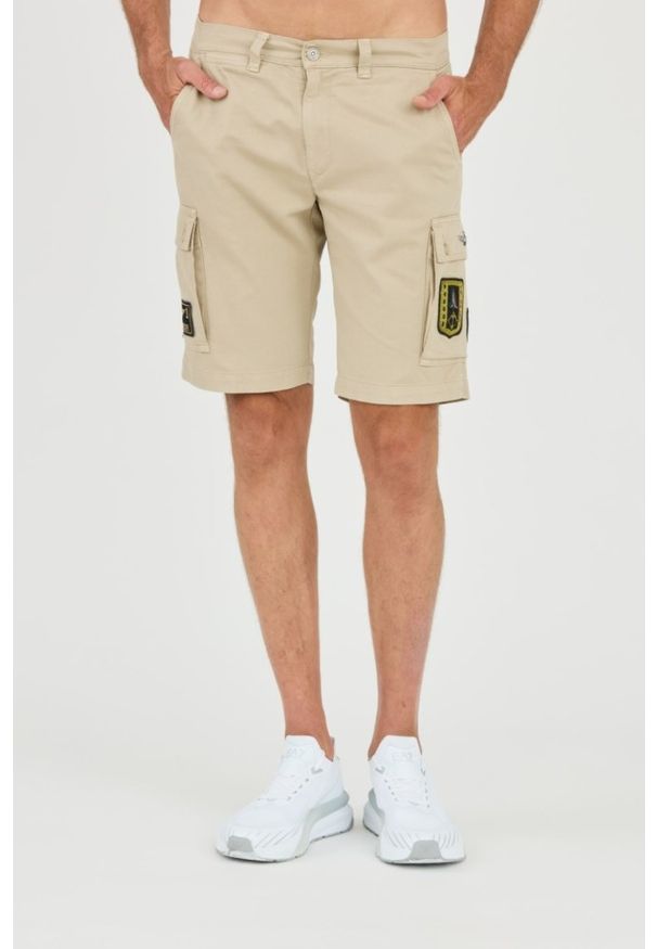 Aeronautica Militare - AERONAUTICA MILITARE Beżowe męskie bermudy Frecce Tricolori, Rozmiar M. Kolor: beżowy