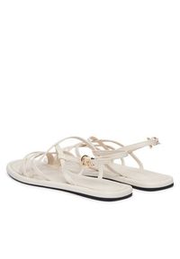 TOMMY HILFIGER - Tommy Hilfiger Sandały Flat Strappy FW0FW09220 Kremowy. Kolor: kremowy. Materiał: skóra #3
