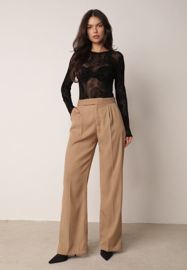Born2be - Czarne Body z Siateczki Mophel. Okazja: na co dzień. Kolor: czarny. Materiał: jeans, materiał, welur, wiskoza. Styl: elegancki, casual