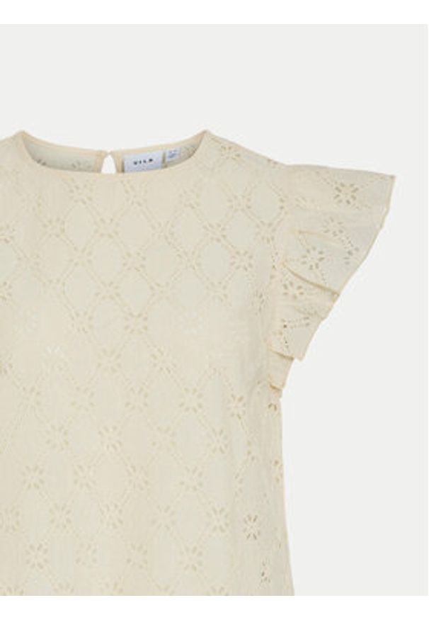 Vila Bluzka Sumia 14097198 Biały Regular Fit. Kolor: biały. Materiał: syntetyk, bawełna