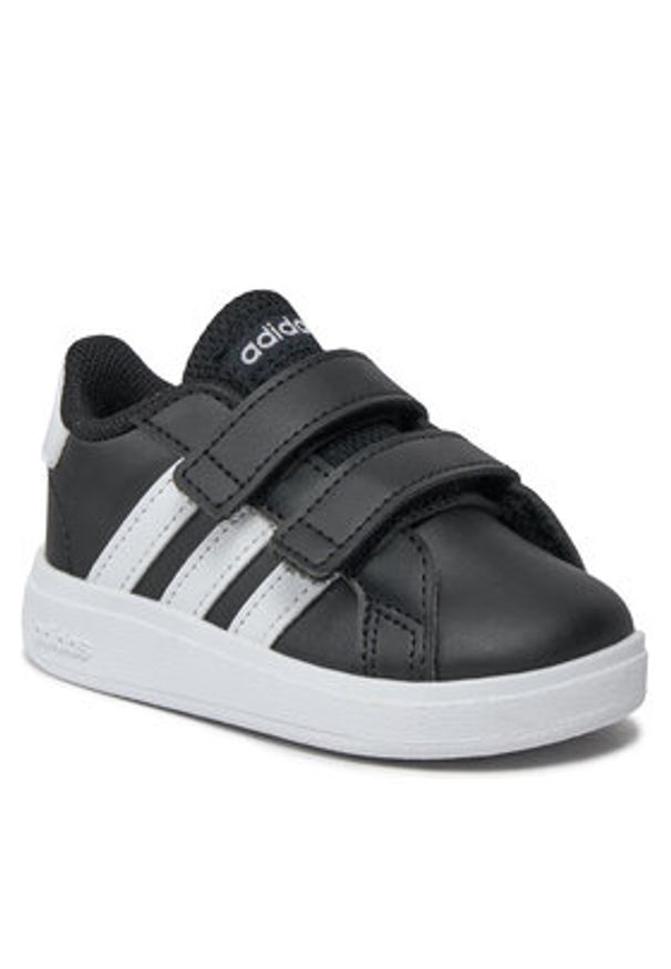 Adidas - adidas Sneakersy Grand Court Lifestyle Hook and Loop Shoes GW6523 Czarny. Kolor: czarny. Materiał: skóra