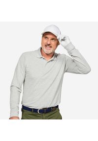 INESIS - Koszulka do golfa polo z długim rękawem męska MW500. Typ kołnierza: golf, polo. Kolor: szary. Materiał: bawełna, materiał, poliester. Długość rękawa: długi rękaw. Długość: długie