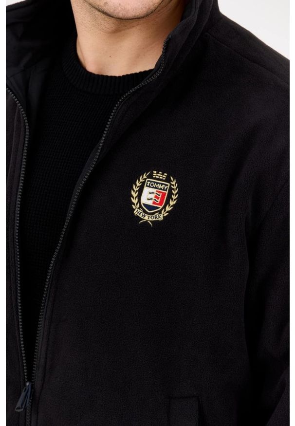 Tommy Jeans - TOMMY JEANS Czarny dwustronny męski bomber z polarem, Rozmiar XXL. Kolor: czarny. Materiał: polar. Wzór: jednolity