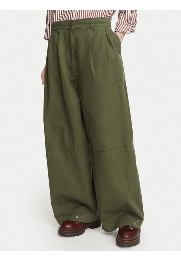 Weekend Max Mara Spodnie materiałowe Bacca 2625136111 Khaki Relaxed Fit. Kolor: brązowy. Materiał: bawełna