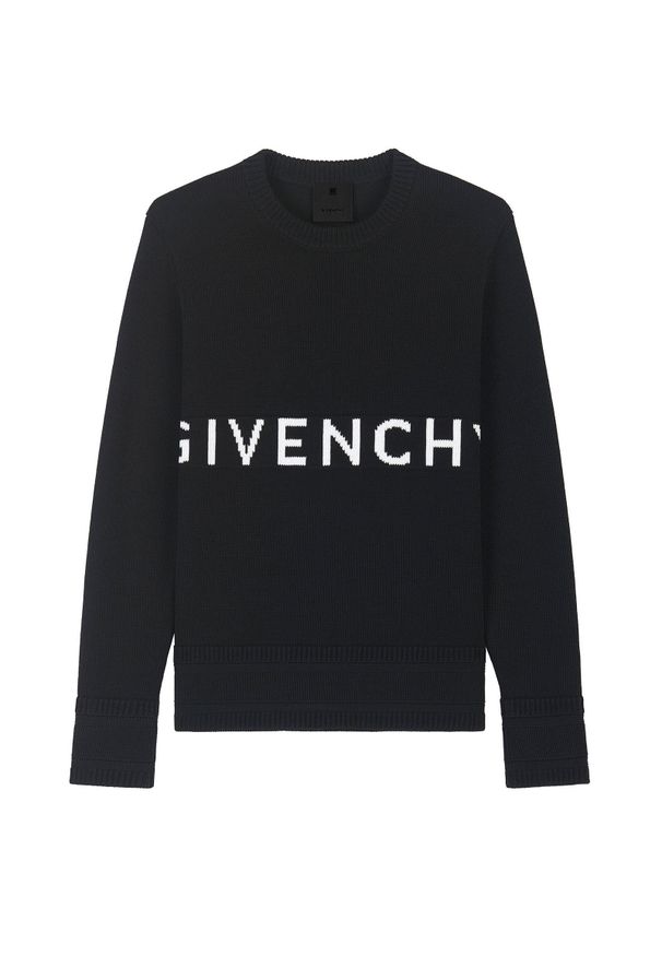 Givenchy - GIVENCHY - Czarny sweter z kontrastowym logo. Kolor: czarny. Materiał: bawełna
