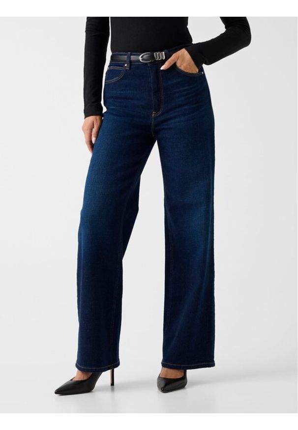 Guess Jeansy W6RA1A D6881 Granatowy Wide Leg. Kolor: niebieski