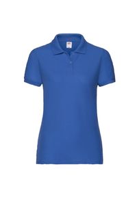 FRUIT OF THE LOOM - Koszulka Polo Damska. Typ kołnierza: polo. Kolor: niebieski