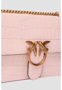 Pinko - PINKO Różowa damska kopertówka Love One Mini DC Cocco Nabuccato. Kolor: różowy. Materiał: z tłoczeniem, skórzane. Styl: casual, elegancki, wizytowy #2