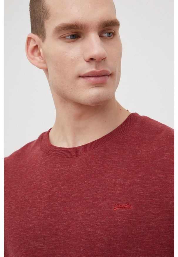 Superdry bluza męska kolor bordowy gładka. Okazja: na co dzień. Kolor: czerwony. Materiał: bawełna. Wzór: gładki. Styl: casual