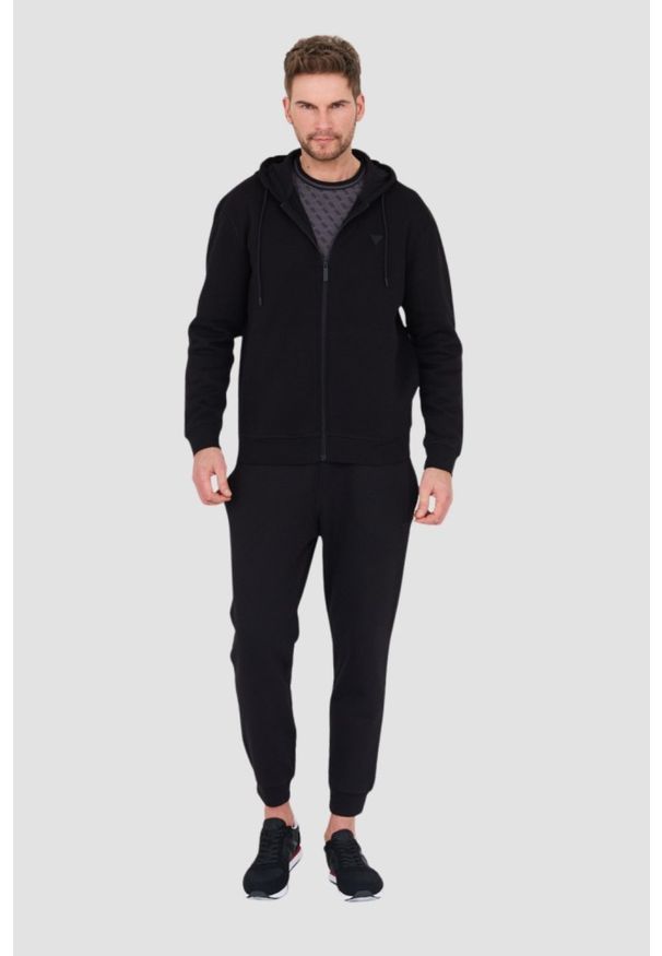 Guess - GUESS Czarna męska bluza rozpinana Aldwin Zip, Rozmiar M. Kolor: czarny