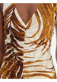 Just Cavalli Sukienka koktajlowa 80PAO9A7 JS560 Beżowy Slim Fit. Kolor: beżowy. Materiał: wiskoza. Styl: wizytowy #5