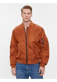 Calvin Klein Kurtka bomber Recycled Sateen Hero Bomber K10K109907 Brązowy Regular Fit. Kolor: brązowy. Materiał: syntetyk