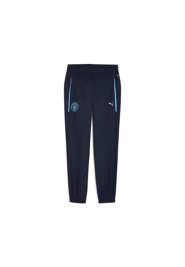 Puma - Spodnie dresowe Manchester City Woven 2025/26. Kolor: niebieski. Materiał: dresówka. Sport: piłka nożna