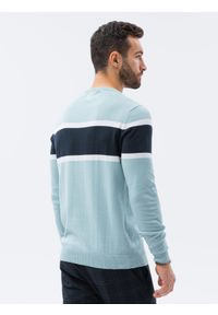 Ombre Clothing - Sweter męski E190 - jasnoniebieski - XXL. Kolor: niebieski. Materiał: bawełna, jeans. Styl: klasyczny