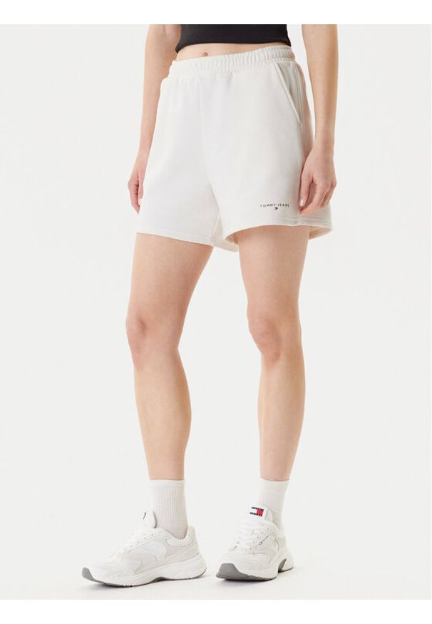Tommy Jeans Szorty sportowe Linear DW0DW21152 Écru Relaxed Fit. Materiał: bawełna