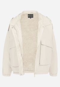 Renee - Jasnobeżowa Kurtka z Futerkiem Morgaia. Kolor: beżowy. Materiał: futro. Styl: klasyczny, elegancki #2