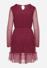 Born2be - Fioletowa Sukienka z Wiskozy Ozdobiona Metaliczną Nicią Meliorea. Kolor: fioletowy. Materiał: wiskoza. Wzór: aplikacja. Styl: klasyczny, elegancki #3