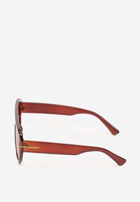 Renee - Brązowe Okulary Przeciwsłoneczne z Filtrem UV i Grubą Oprawką Frodina. Kolor: brązowy. Materiał: jeans
