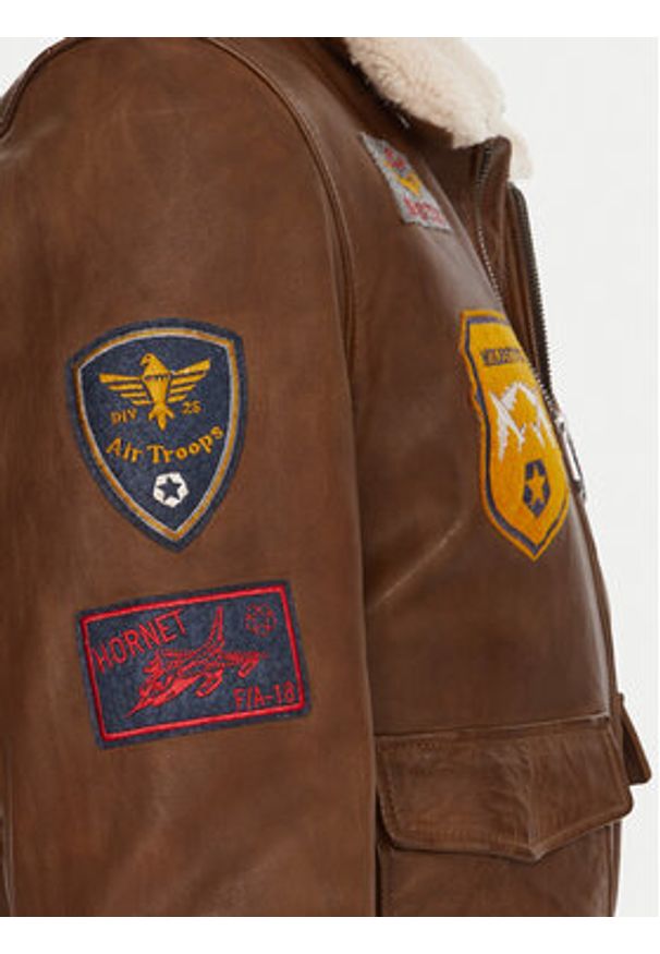 Milestone Kurtka skórzana MSMatti 531070 60400 Brązowy Regular Fit. Kolor: brązowy. Materiał: skóra