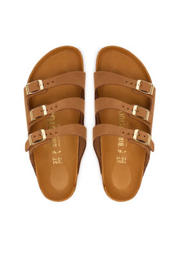 Birkenstock Klapki Florida Fresh Tonal Footbed 1031867 Brązowy. Kolor: brązowy. Materiał: nubuk, skóra