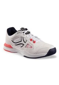 ARTENGO - Buty tenis TS500 damskie. Kolor: biały, wielokolorowy, różowy, niebieski. Materiał: kauczuk. Szerokość cholewki: normalna. Sport: tenis