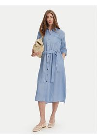 Max Mara Sukienka koszulowa Salute 2516221028 Błękitny Regular Fit. Kolor: niebieski. Materiał: len. Typ sukienki: koszulowe #4