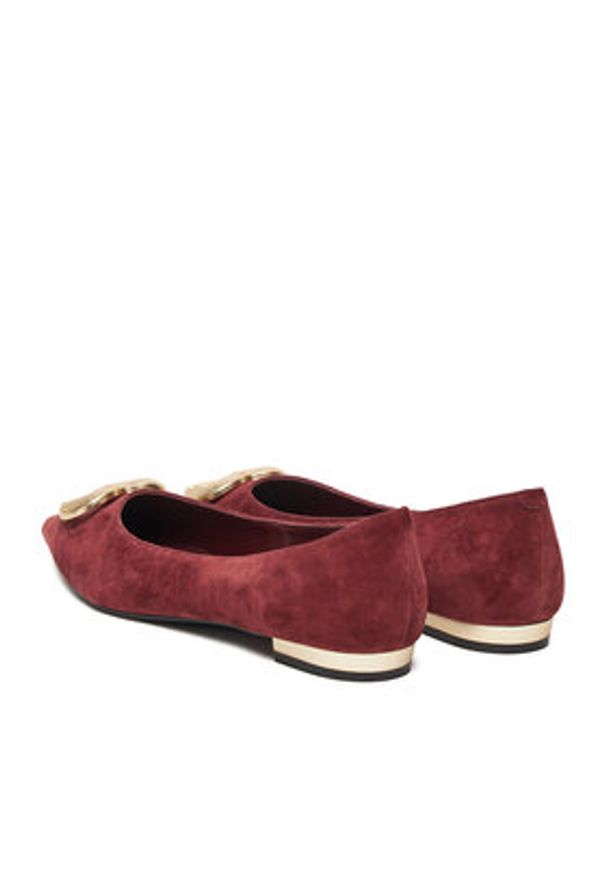 Eva Minge Baleriny EO-ELLA-1750-1-2 Bordowy. Kolor: czerwony. Materiał: skóra, zamsz
