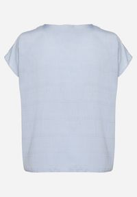 Born2be - Niebieska Bluzka z Wiskozą Wiązana przy Dekolcie Dovarelle. Okazja: na co dzień. Kolekcja: plus size. Kolor: niebieski. Materiał: wiskoza. Długość rękawa: krótki rękaw. Długość: krótkie. Styl: casual, elegancki #7