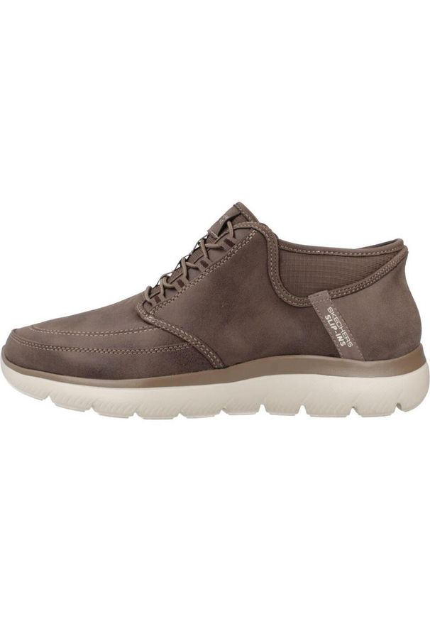 skechers - Buty do chodzenia męskie Skechers Summits Siegul Slip Ins. Kolor: brązowy. Materiał: tkanina. Sport: turystyka piesza