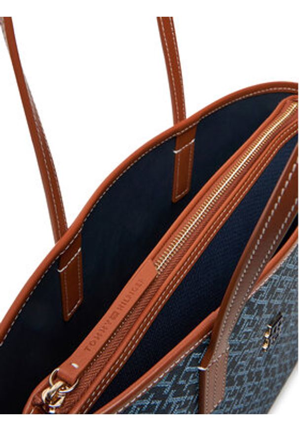 TOMMY HILFIGER - Tommy Hilfiger Torebka Th Monoplay Leather Mini Tote AW0AW17415 Granatowy. Kolor: niebieski. Materiał: skórzane